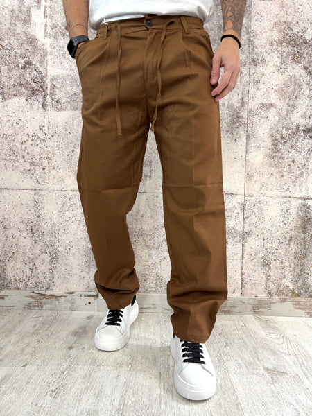Pantalaccio cotone palazzo col. Tabacco