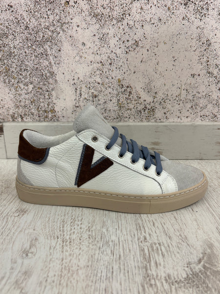 Sneakers Olympic bianca/marrone/blu jeans