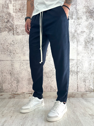 Pantalaccio misto lino blu