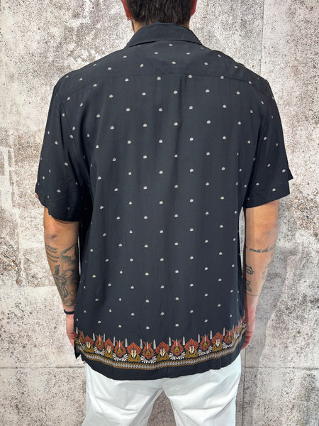 Camicia m/m nera fantasia etnica
