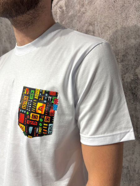 T-Shirt bianca taschino etnico