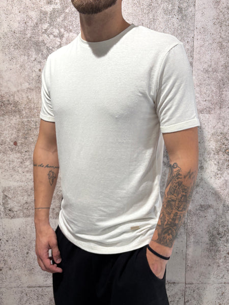 T-Shirt misto lino bianca