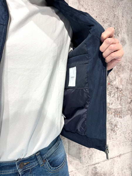 Biker ecopelle scamosciato blu