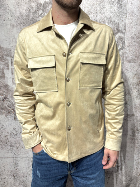 Giacca trucker scamosciata beige