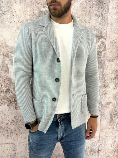 Giacca cardigan in maglia grigia