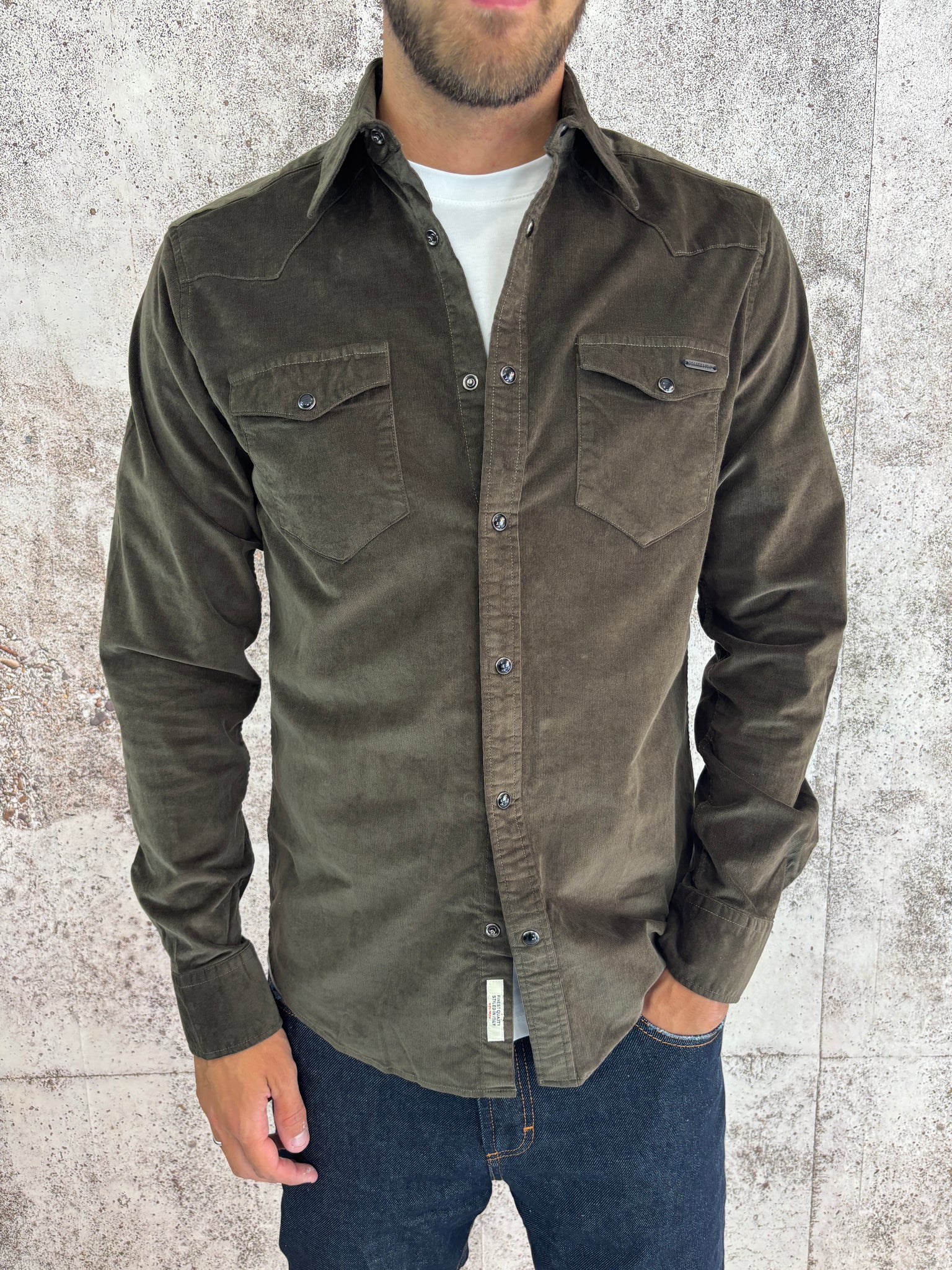 Camicia velluto verde militare