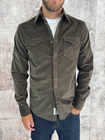 Camicia velluto verde militare