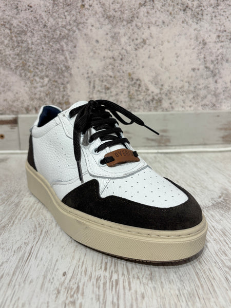 Sneakers pelle bianca/moro