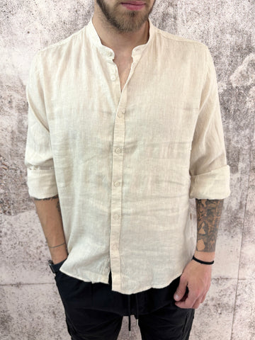 Camicia coreana lino beige