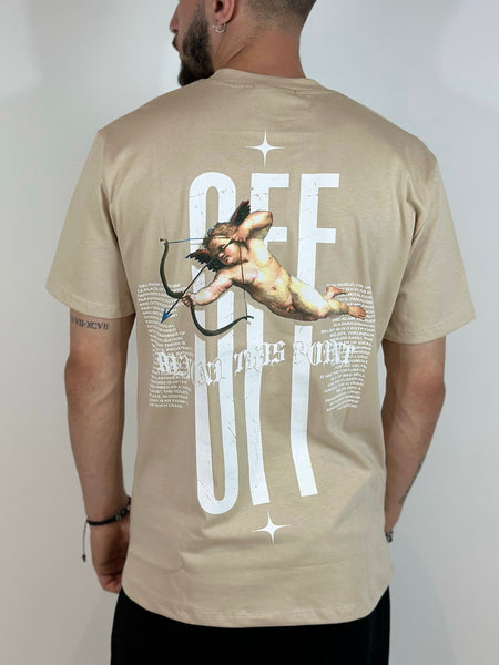 T-Shirt beige stampa off