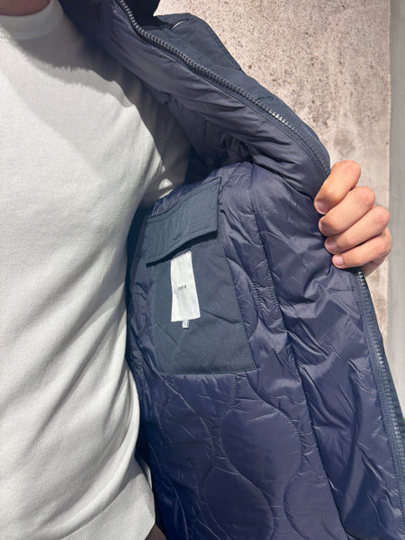 Trench con cappuccio blu