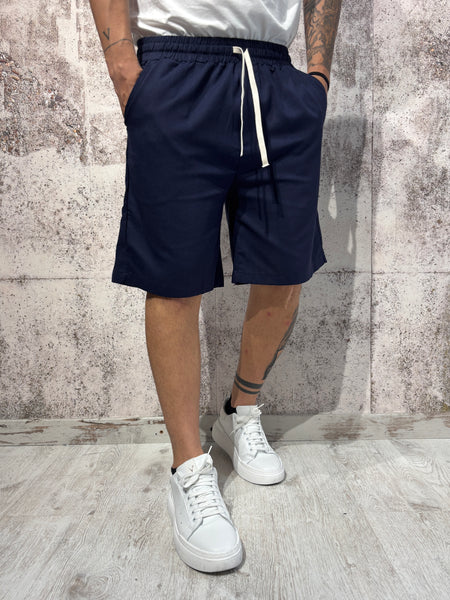 Bermuda misto lino blu