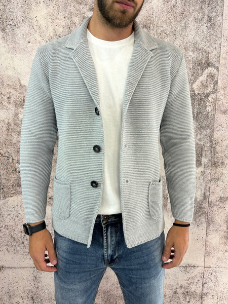 Giacca cardigan in maglia grigia