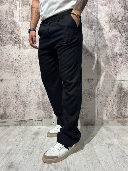 Pantalone palazzo nero misto lino