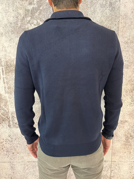 Maglione blu mezza zip