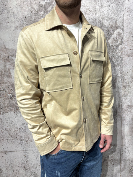 Giacca trucker scamosciata beige