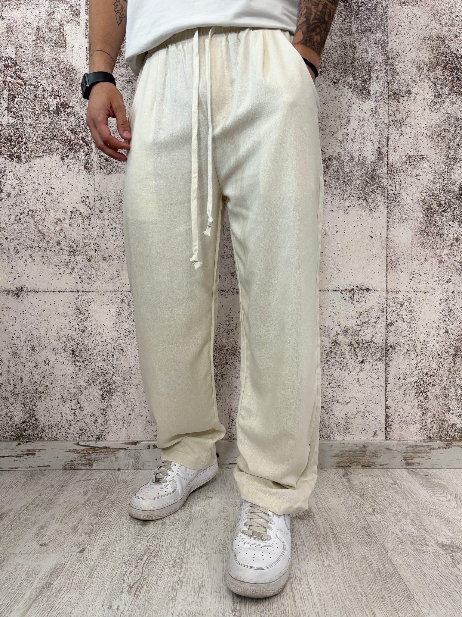 Pantalaccio palazzo misto lino beige