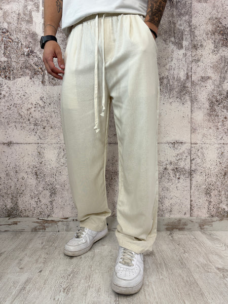 Pantalaccio palazzo misto lino sabbia