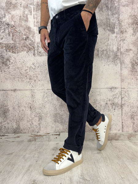 Pantalone chino velluto blu