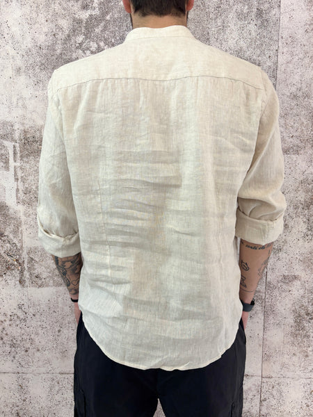 Camicia coreana lino beige