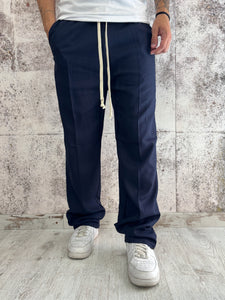 Pantalaccio palazzo misto lino blu