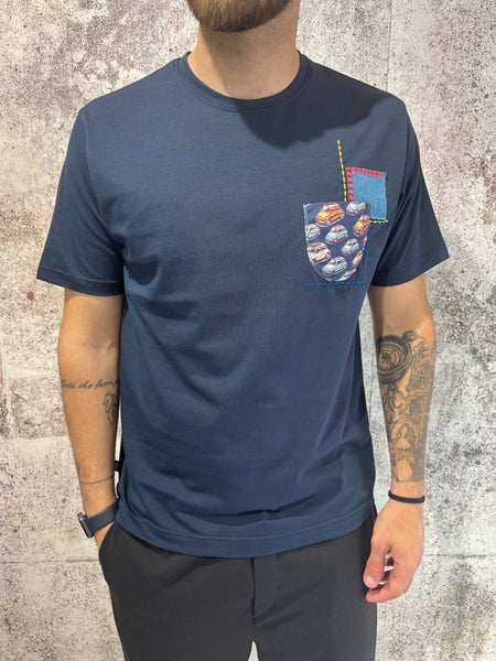 T-Shirt blu taschino premium
