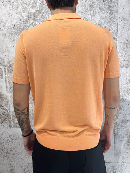 Polo in maglia pesca collo derby