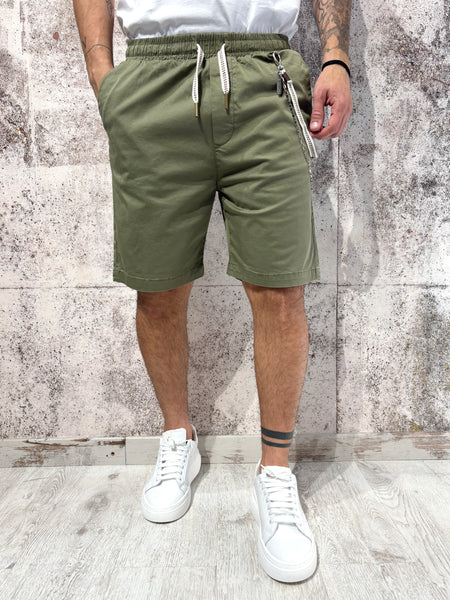 Bermuda cotone militare con coulisse