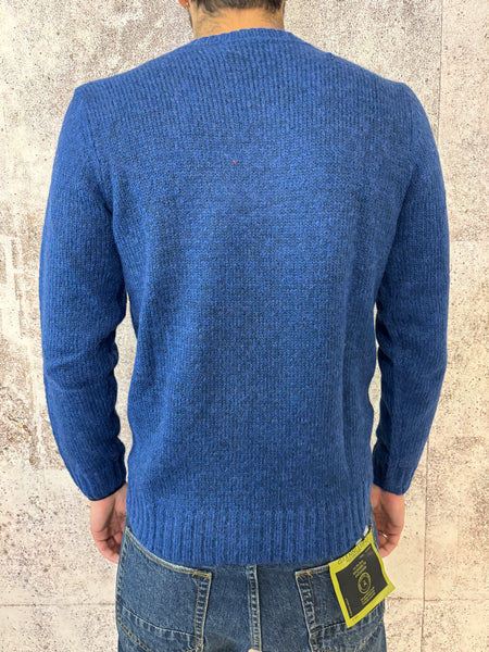 Maglione paricollo blu mélange m35
