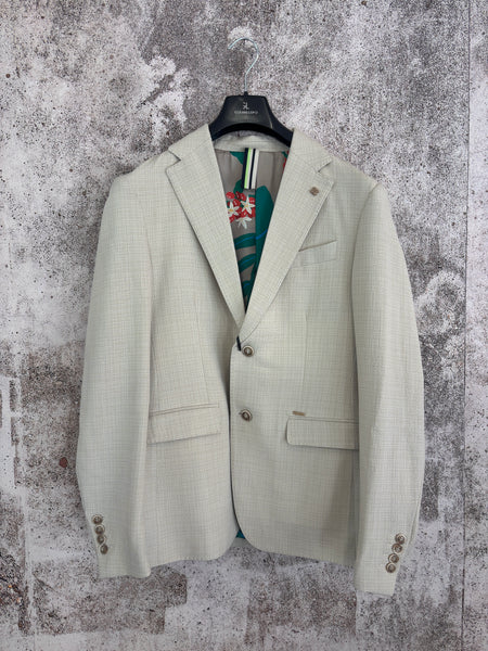 Giacca monopetto beige tramata