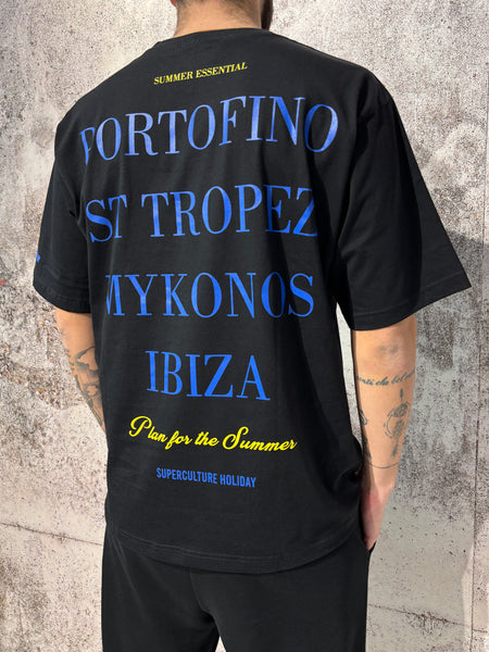 T-Shirt nera Plan for the Summer