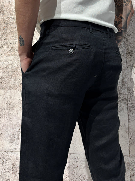 Pantalone lino nero art. Michigan