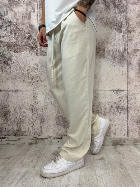 Pantalaccio palazzo misto lino sabbia