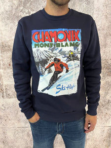 Felpa girocollo blu Chamonix