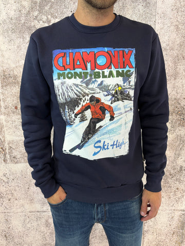 Felpa girocollo blu Chamonix