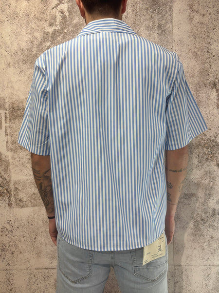 Camicia m/m boxy righe azzurre