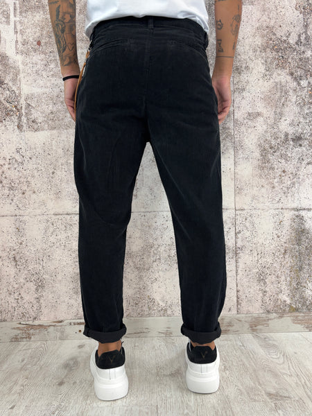 Pantalone nero velluto costine