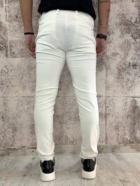 Pantalone chino velluto bianco