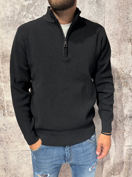 Maglione nero mezza zip costa inglese
