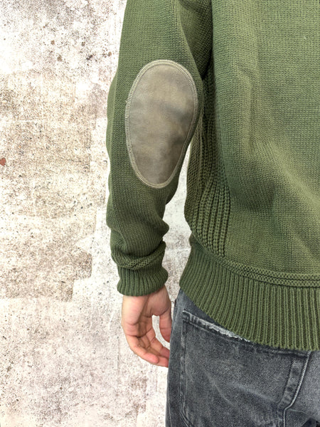 Maglione militare  con toppe in velluto