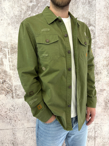 Camicia overshirt militare con ricami
