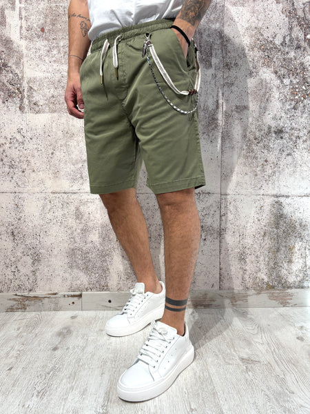 Bermuda cotone militare con coulisse