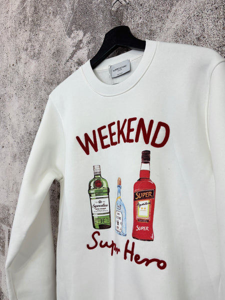 Felpa bianca Weekend Superhero