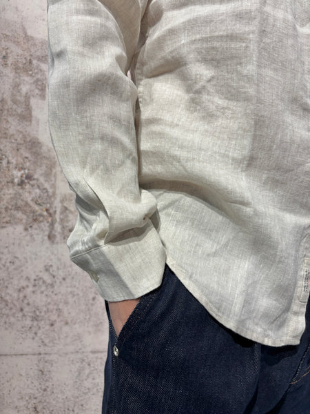 Sand linen French collar shirt
