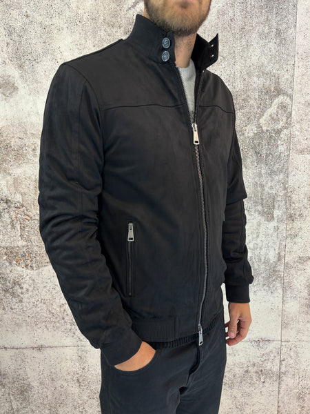 Giubbino mod. College scamosciato nero