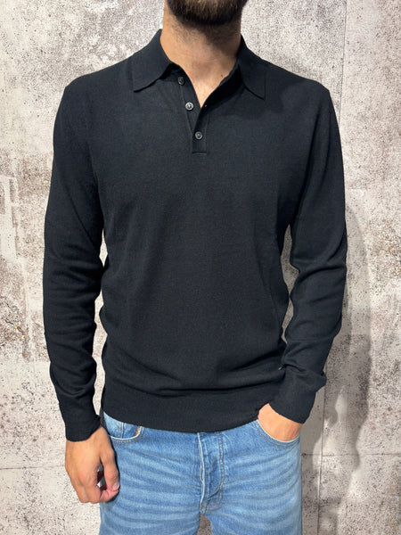 Polo nera m/l in maglia art. GL508