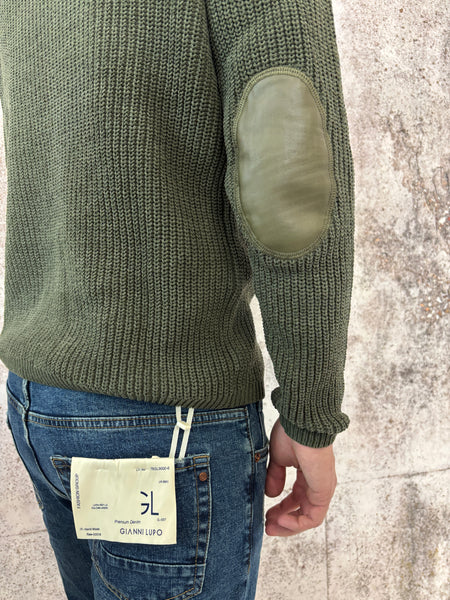 Maglione costine militare con toppe