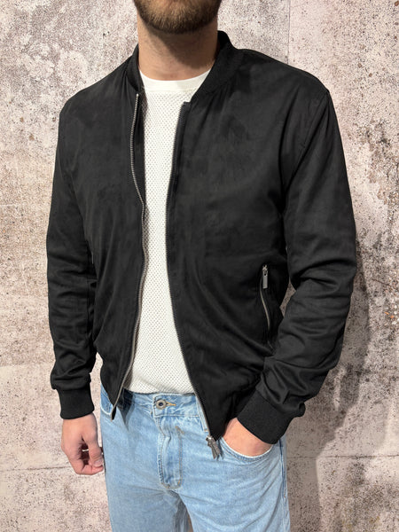 Bomber scamosciato nero