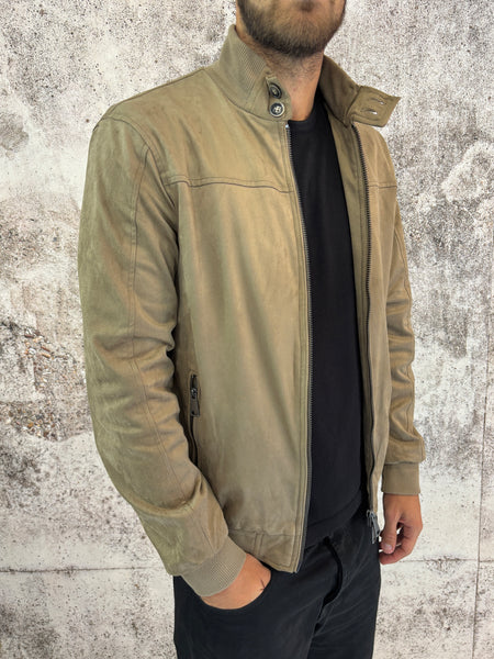 Giubbino mod. college scamosciato beige