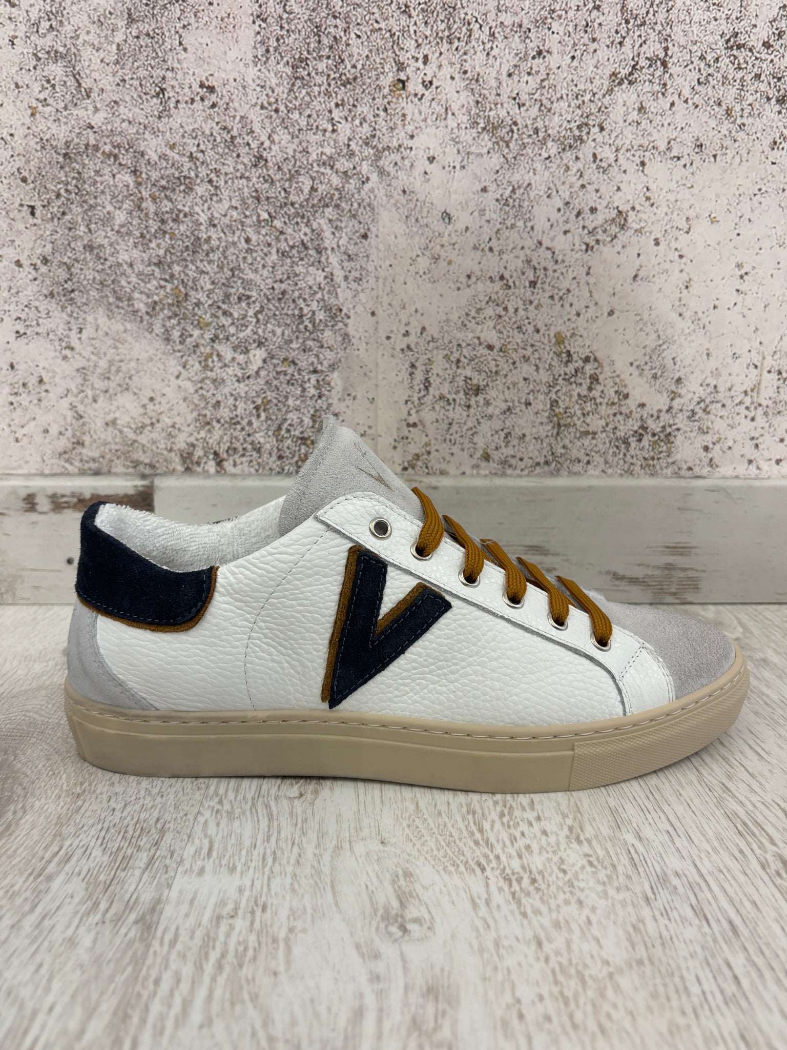 Sneakers Olympic bianca/blu/tabacco